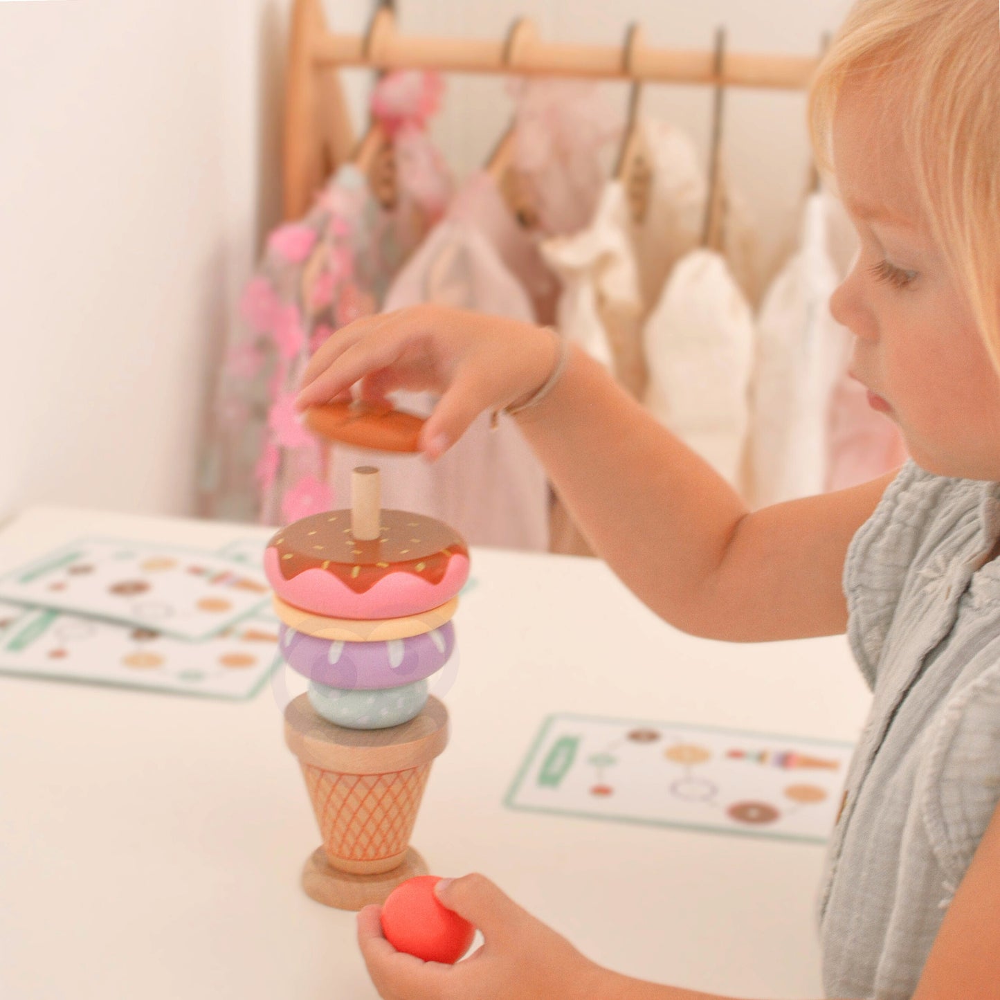 Moja Mała Lodziarnia | Drewniany Zestaw do Lodów Montessori WOOPIE GREEN