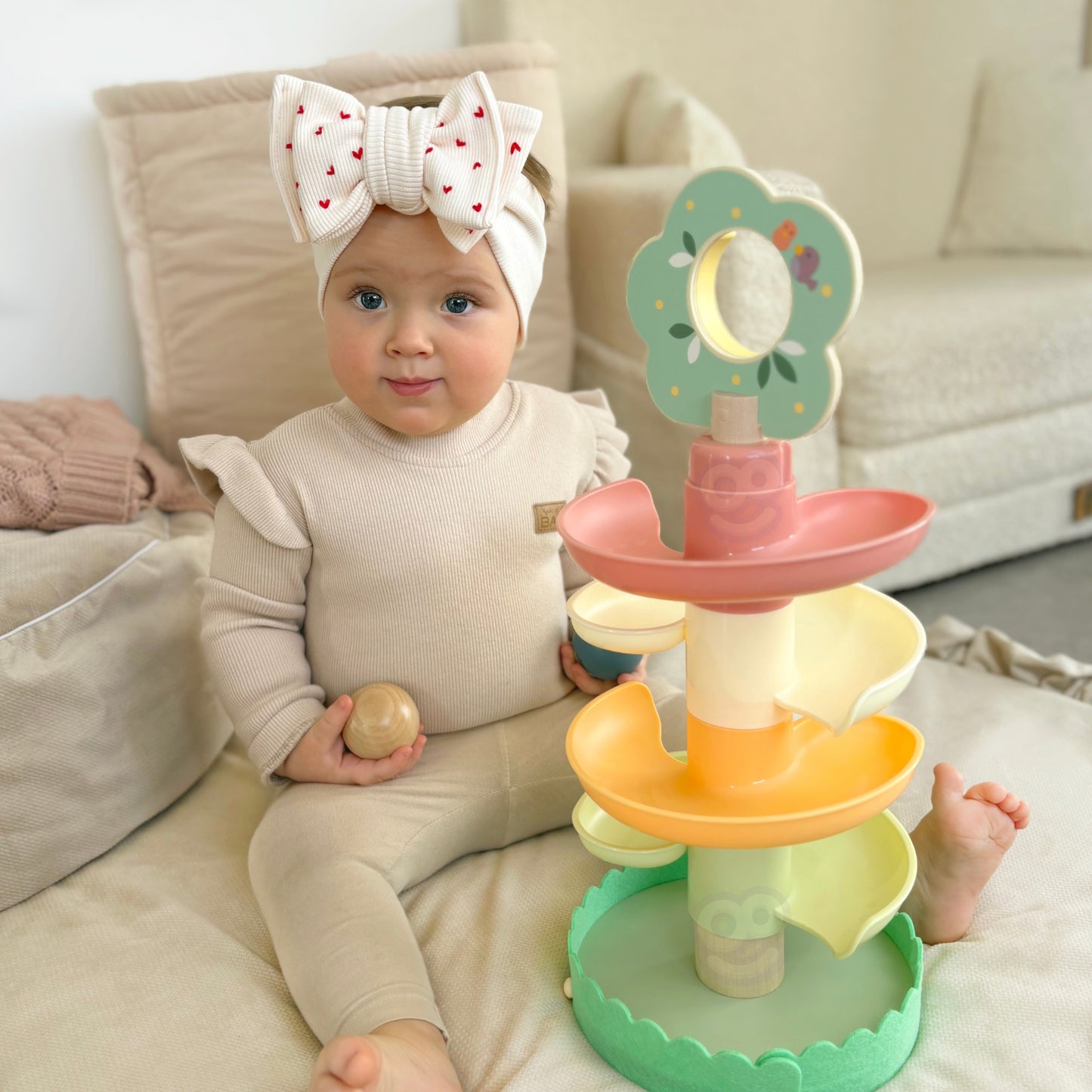 Drewniana Kaskada | Sensoryczny Tor Kulkowy dla Dzieci | WOOPIE GREEN